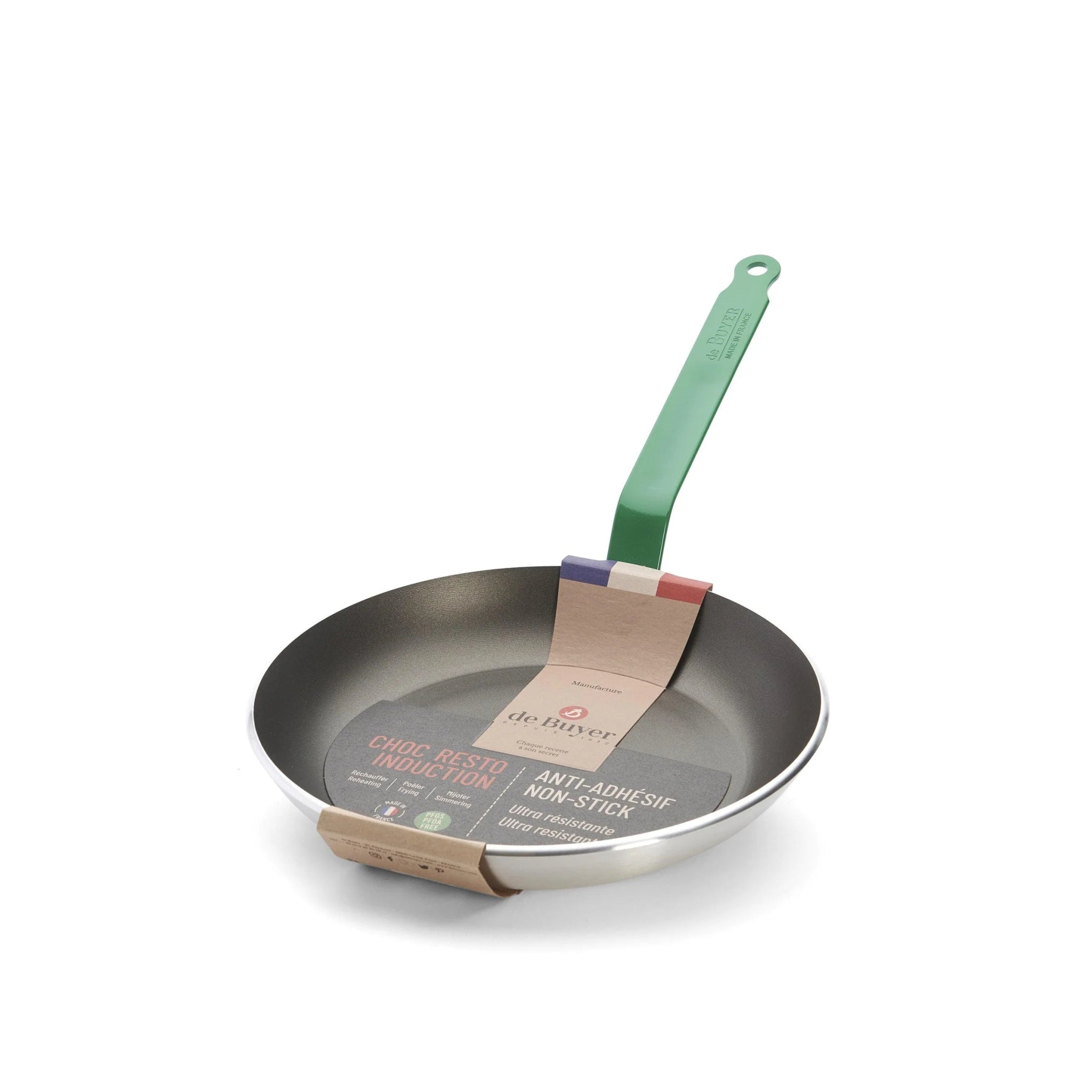 de Buyer - Choc Resto Non - Stick Frying Pan, Green, ø28cm - Lacbleu Wines - DB8460.28 - 3011248460287