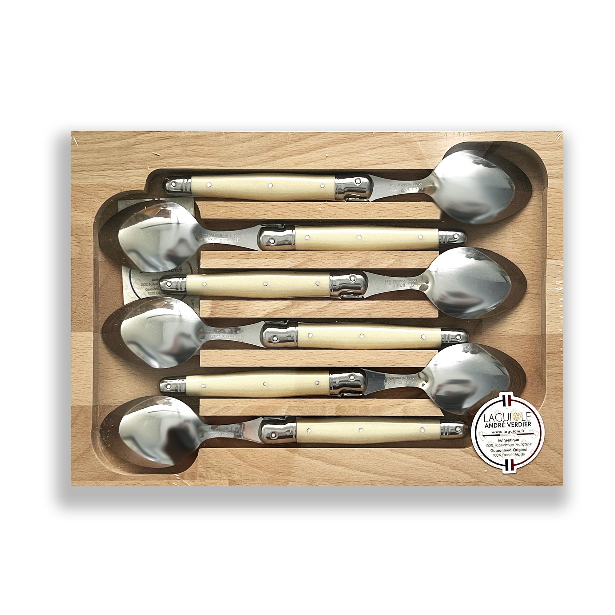 Laguiole par André Verdier - 6 Piece Spoon Set, Ivory - Lacbleu Wines - K53W - 3289490005680