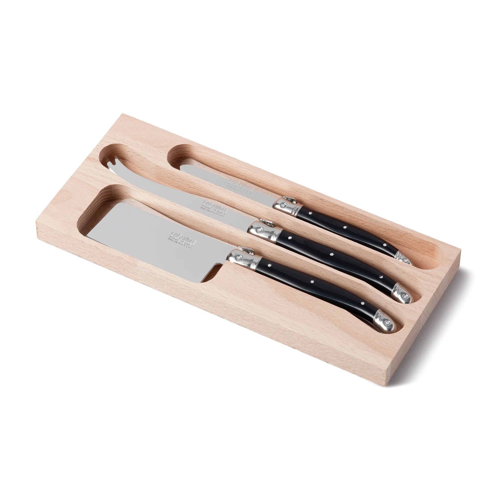 Laguiole par André Verdier - Cheese Knife, Cleaver & Butter Knife, Black - Lacbleu Wines - K80N - 3289490023653