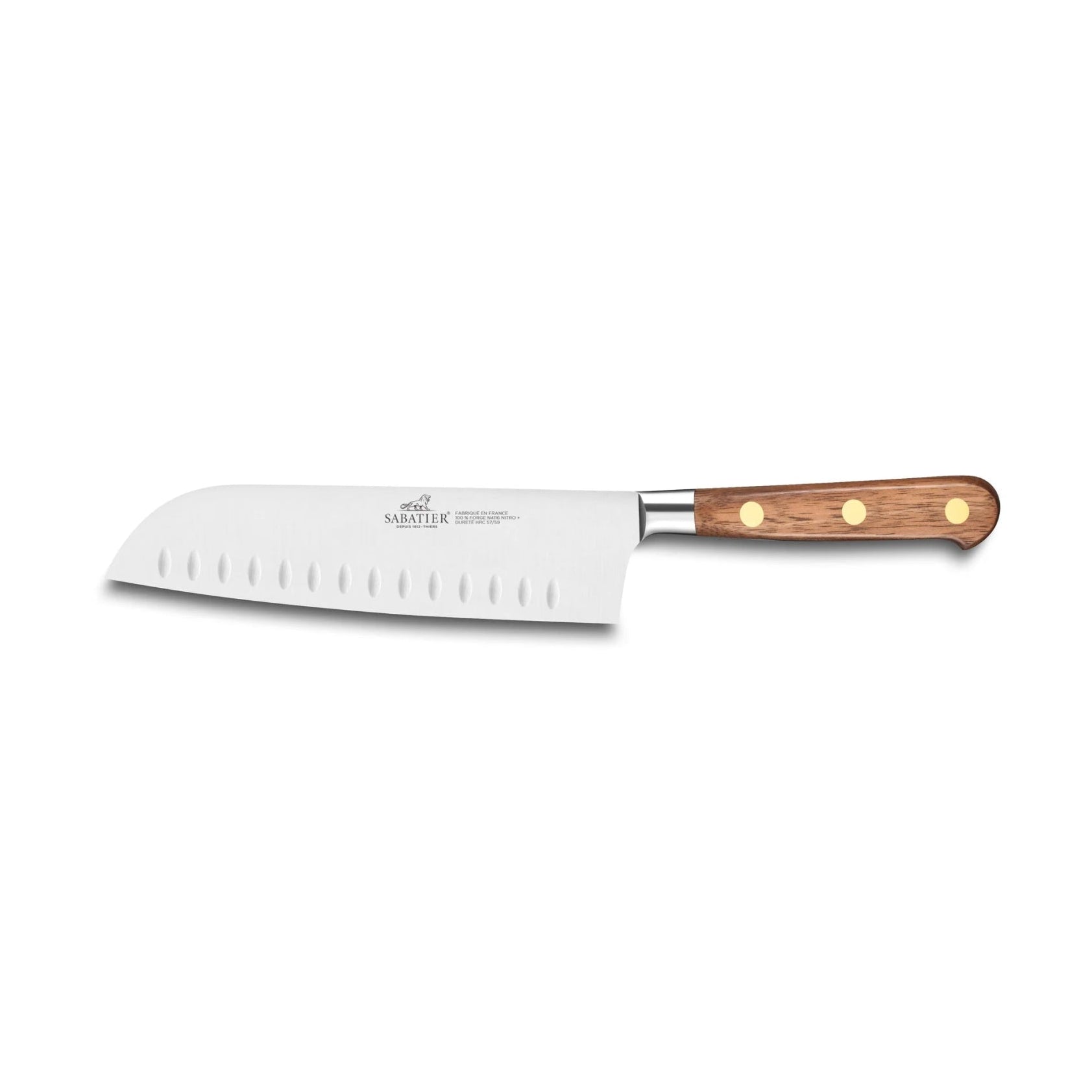 Lion Sabatier - Perigord Walnut Wood Santoku Knife, 18cm - Lacbleu Wines - LS834786 - 3269418347863