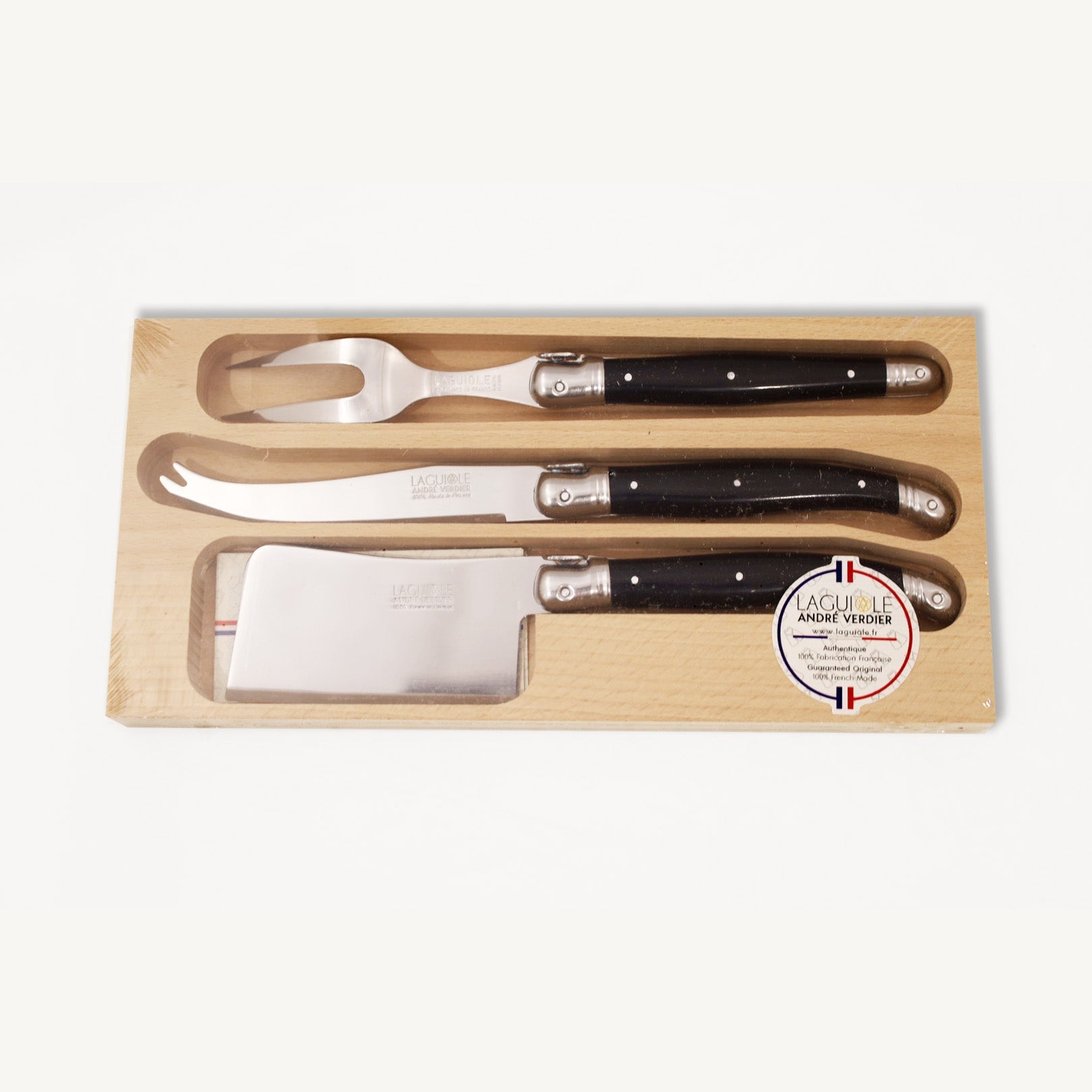 Laguiole by André Verdier - 3 Piece Cheese Knife Set - Lacbleu Wines - K70N - 3289490000098