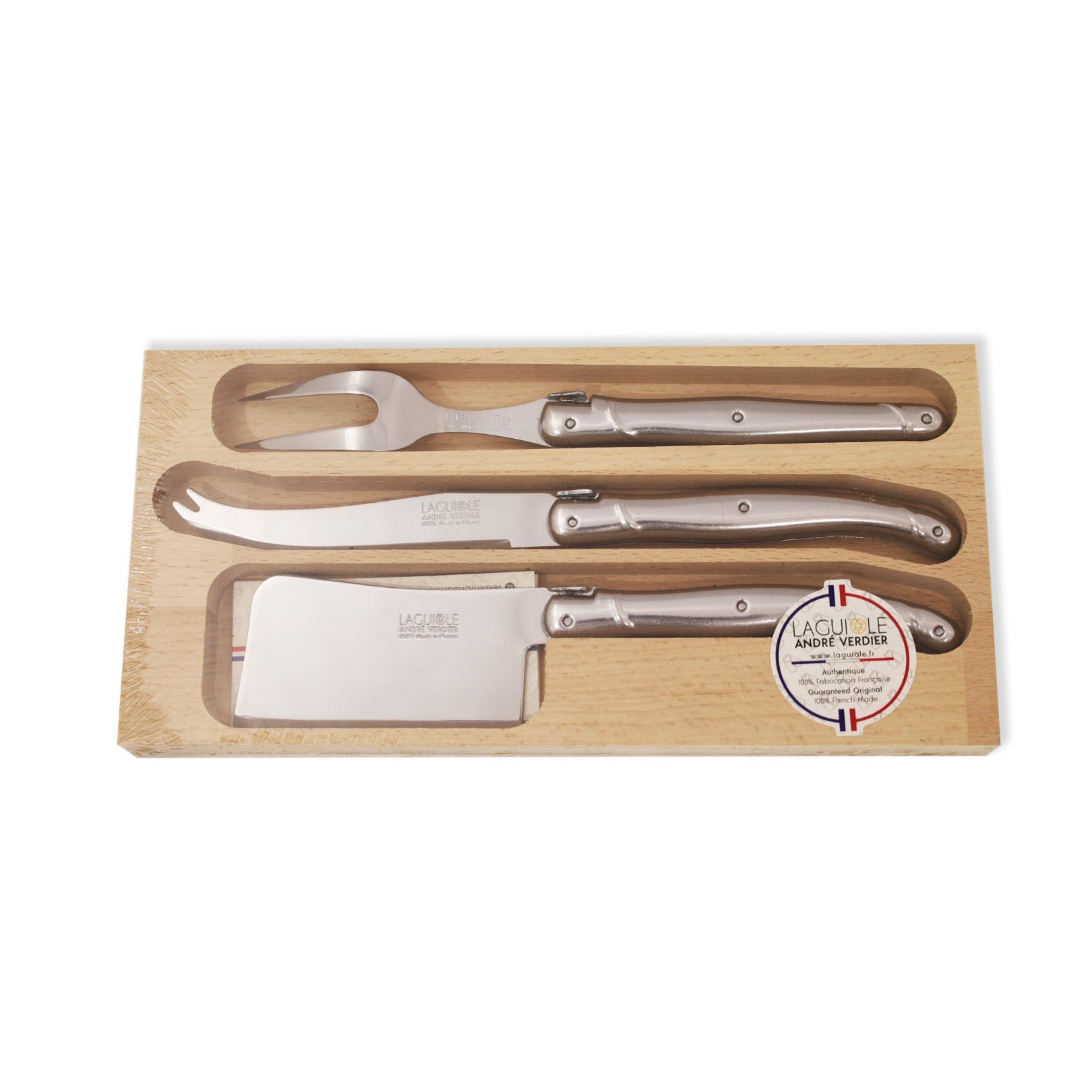 Laguiole by André Verdier - 3 Piece Cheese Knife Set - Lacbleu Wines - K70S - 3289490013531