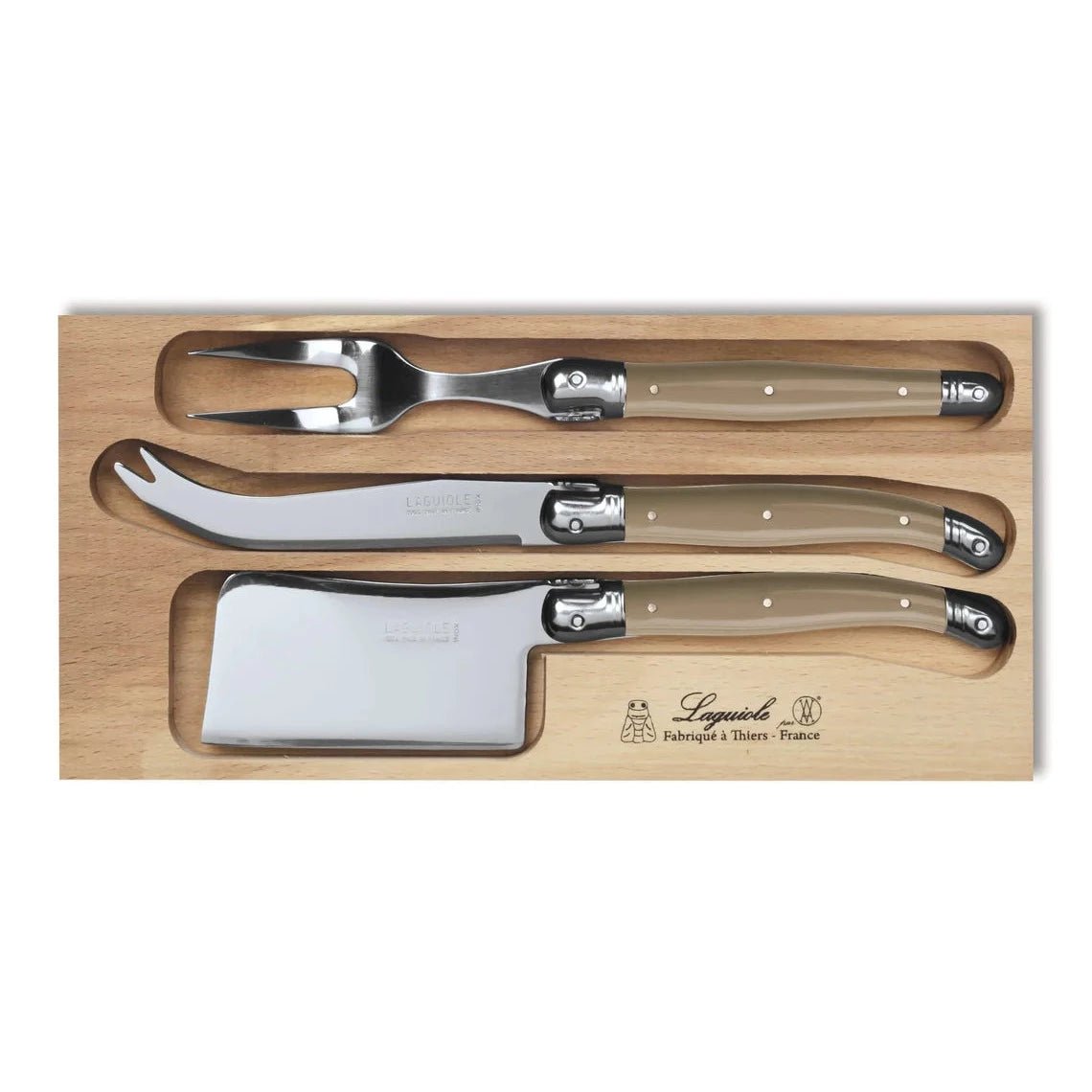 Laguiole by André Verdier - 3 Piece Cheese Knife Set - Lacbleu Wines - K70T - 3289490014606