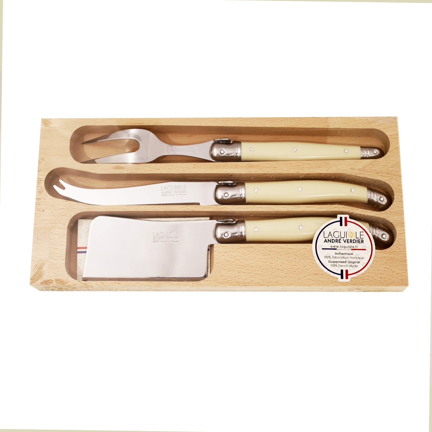 Laguiole by André Verdier - 3 Piece Cheese Knife Set - Lacbleu Wines - K70W - 3289490000104