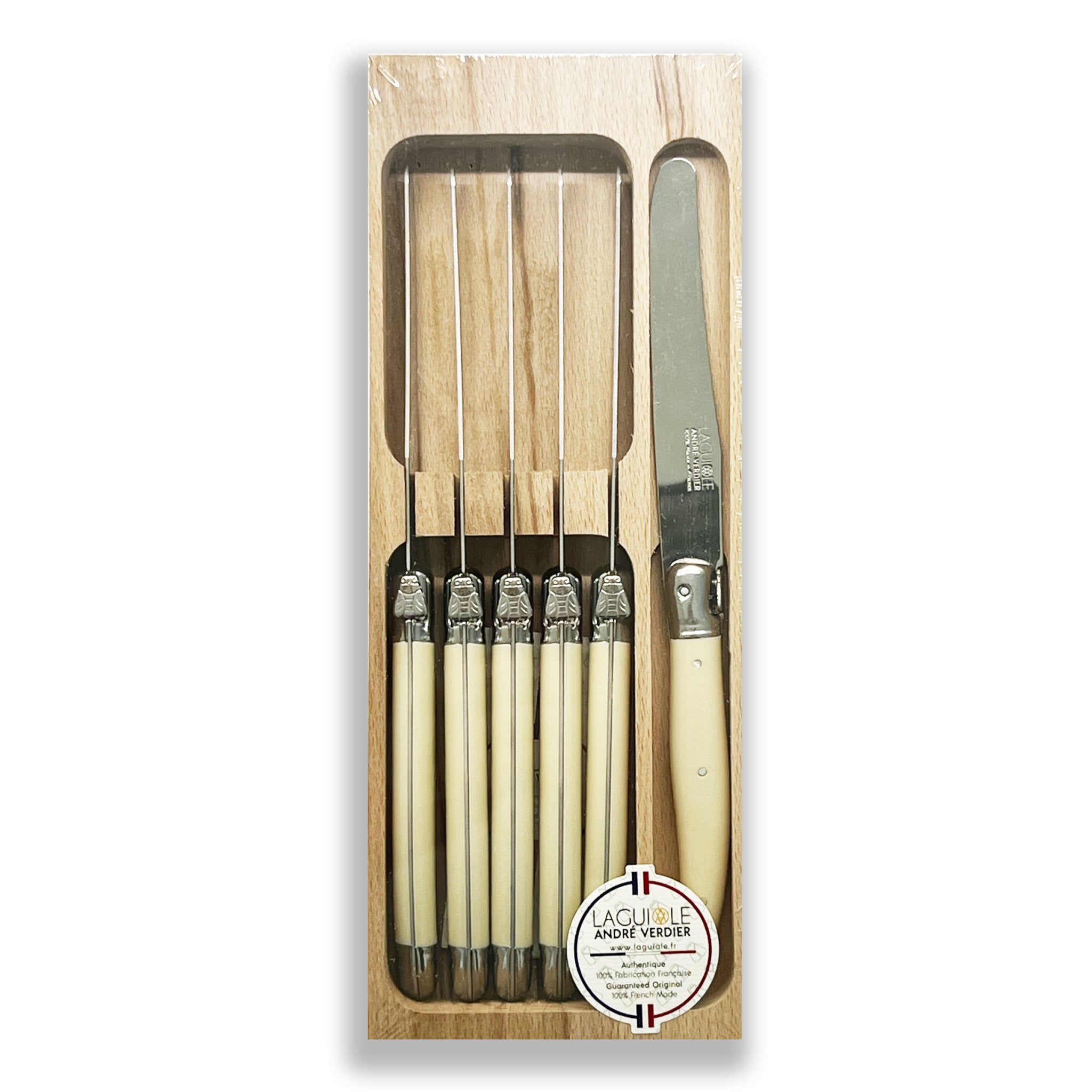 Laguiole by André Verdier - 6pcs Dinner Knife Set - Lacbleu Wines - K56W - 3289490005734