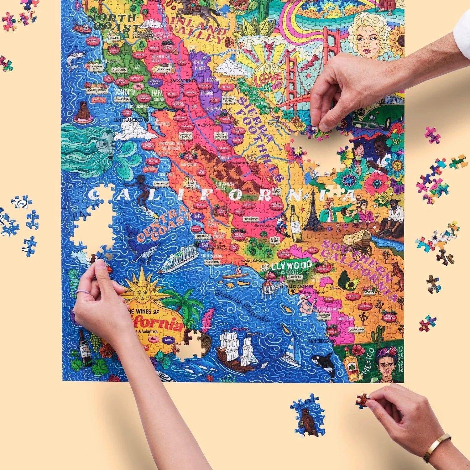 Water & Wines - California Wine Puzzle - Lacbleu Wines - WWCALIFORNIA - 7350121880207