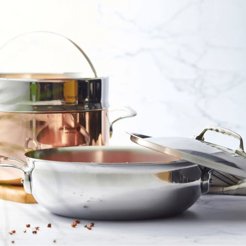 de Buyer - Affinity Rounded Sauté Pan with Lid, Two Handles, ø28cm - Lacbleu Wines - DB3745.28 - 3011243745280