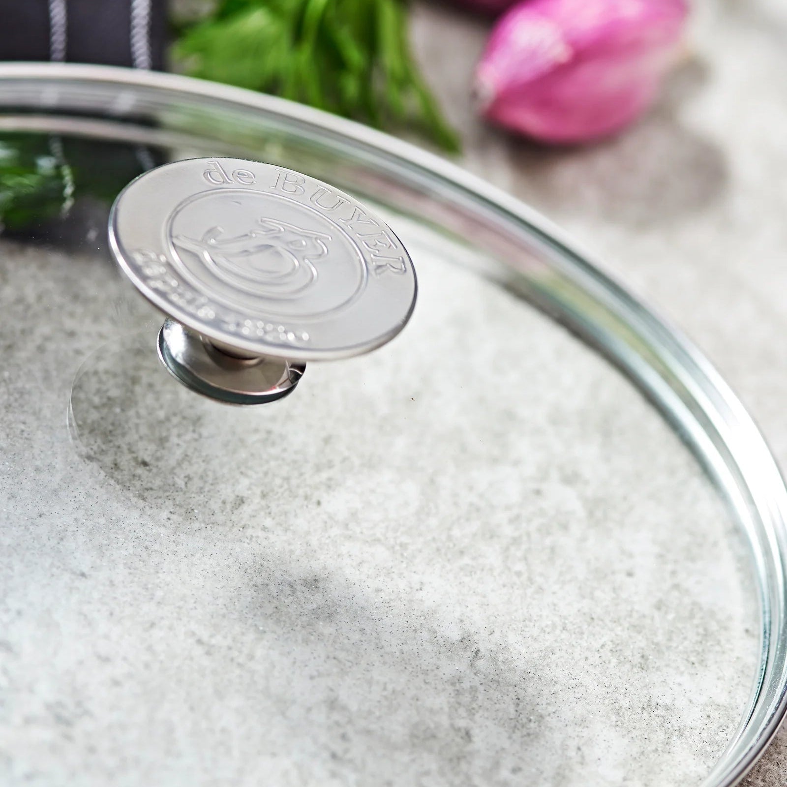 de Buyer - Glass Lid with Steel Knob, ø16cm - Lacbleu Wines - DB3429.16 - 3011243429166
