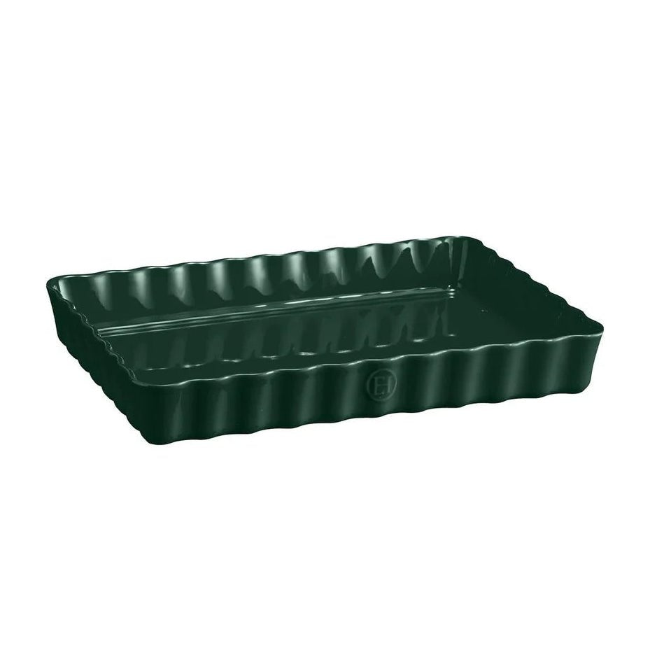 Emile Henry - Deep Rectangular Tart Dish, Cedar Green - Lacbleu Wines - EH076038 - 3289310760386