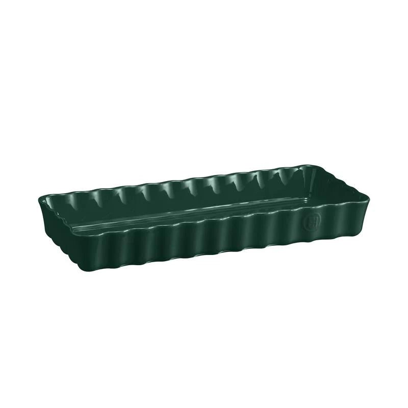 Emile Henry - Slim Rectangular Tart Dish, Cedar Green - Lacbleu Wines - EH076034 - 3289310760348