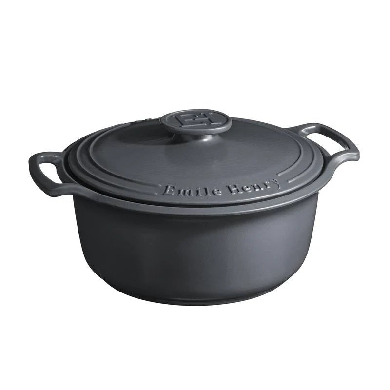 Emile Henry - Sublime Round Casserole, 5.5L, Slate - Lacbleu Wines - EH774760 - 3289317747601