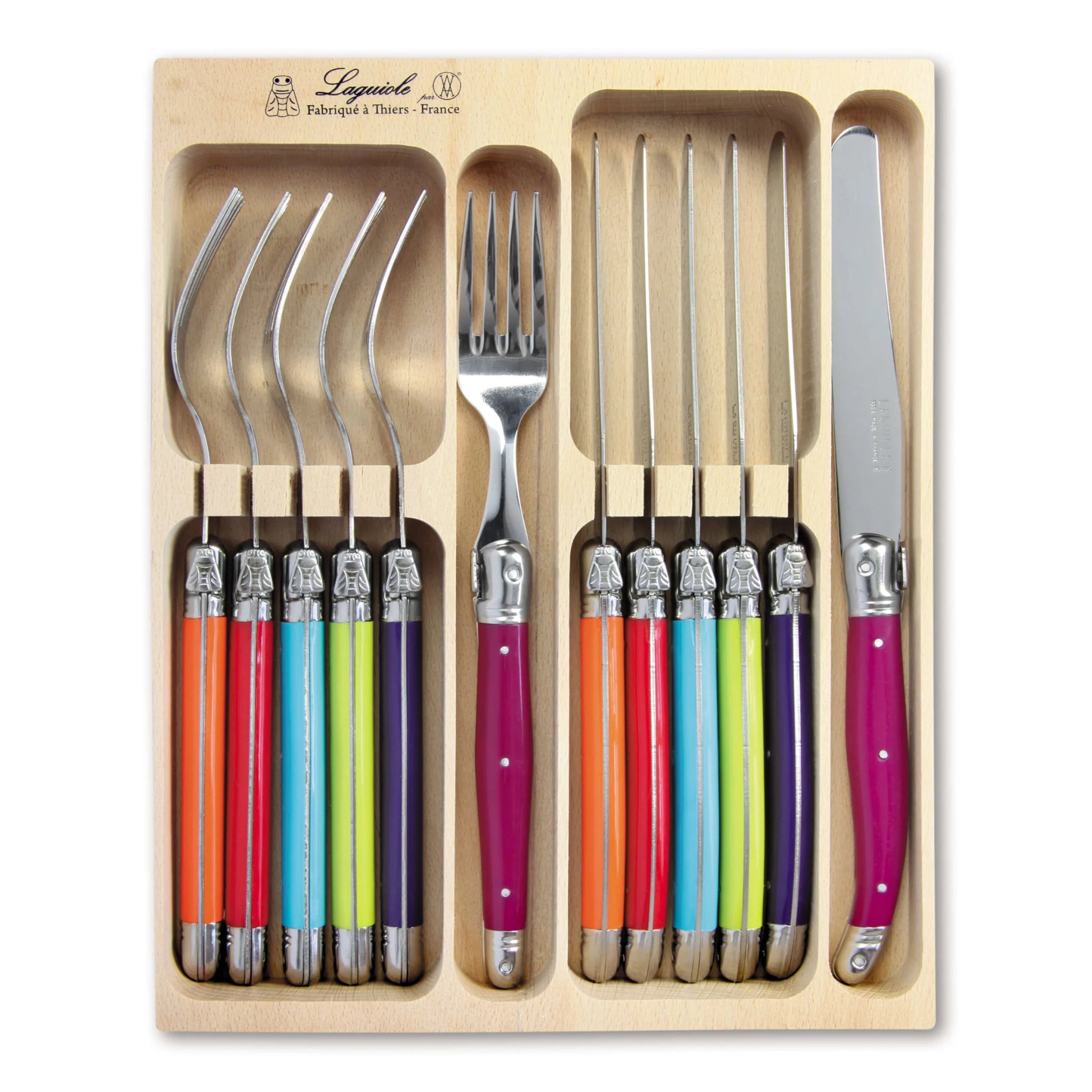 Laguiole par André Verdier - 12 Piece Knife & Fork Set - Lacbleu Wines - K59M - 3289490008513