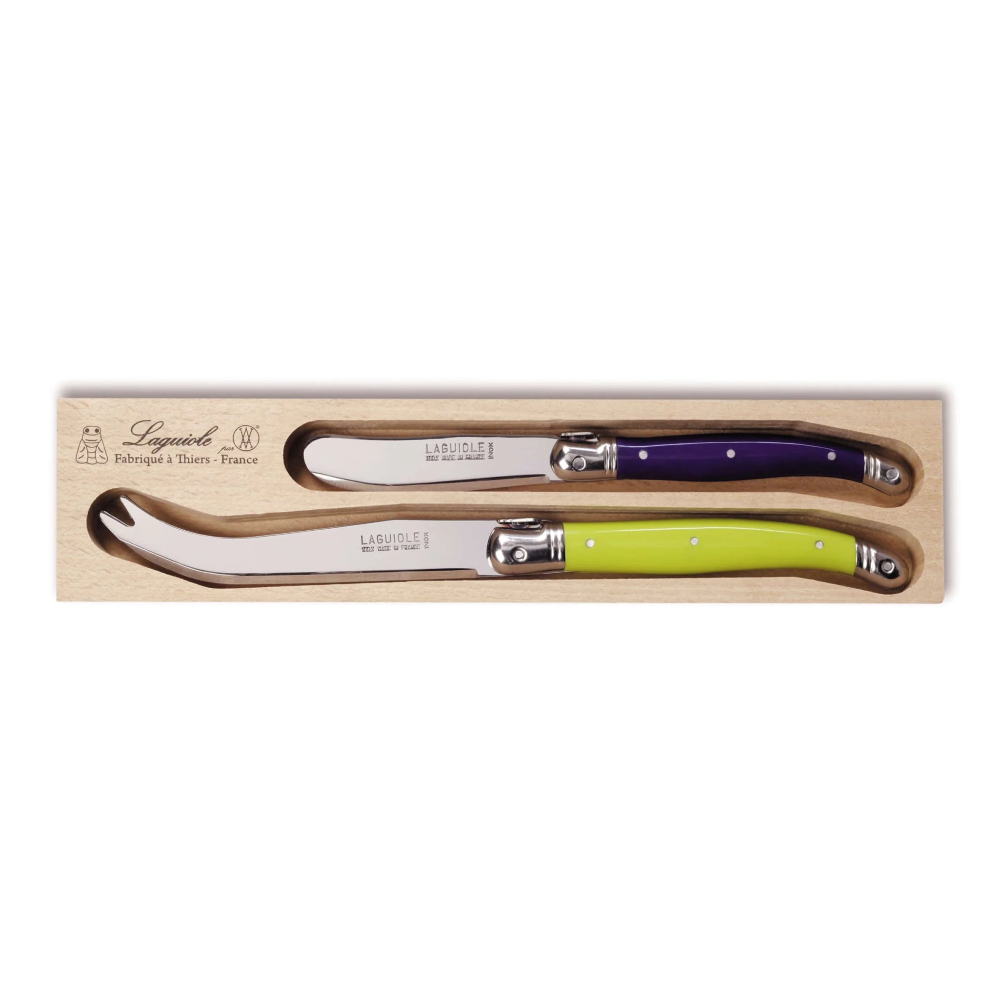 Laguiole par André Verdier - 2 Piece Cheese Knife Set - Lacbleu Wines - K72M - 3289490006267