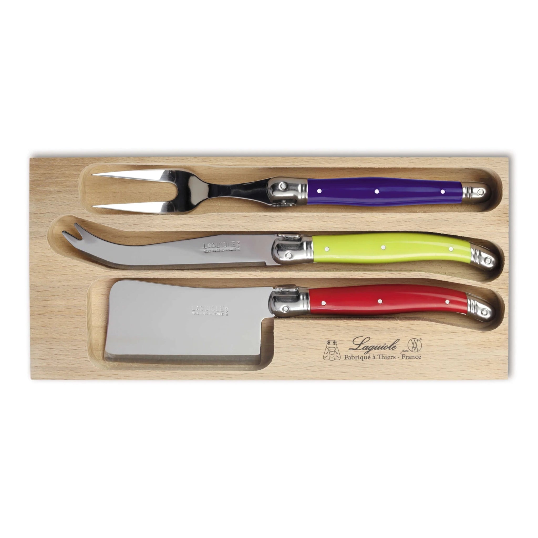 Laguiole par André Verdier - 3 Piece Cheese Knife Set - Lacbleu Wines - K70M - 3289490006243