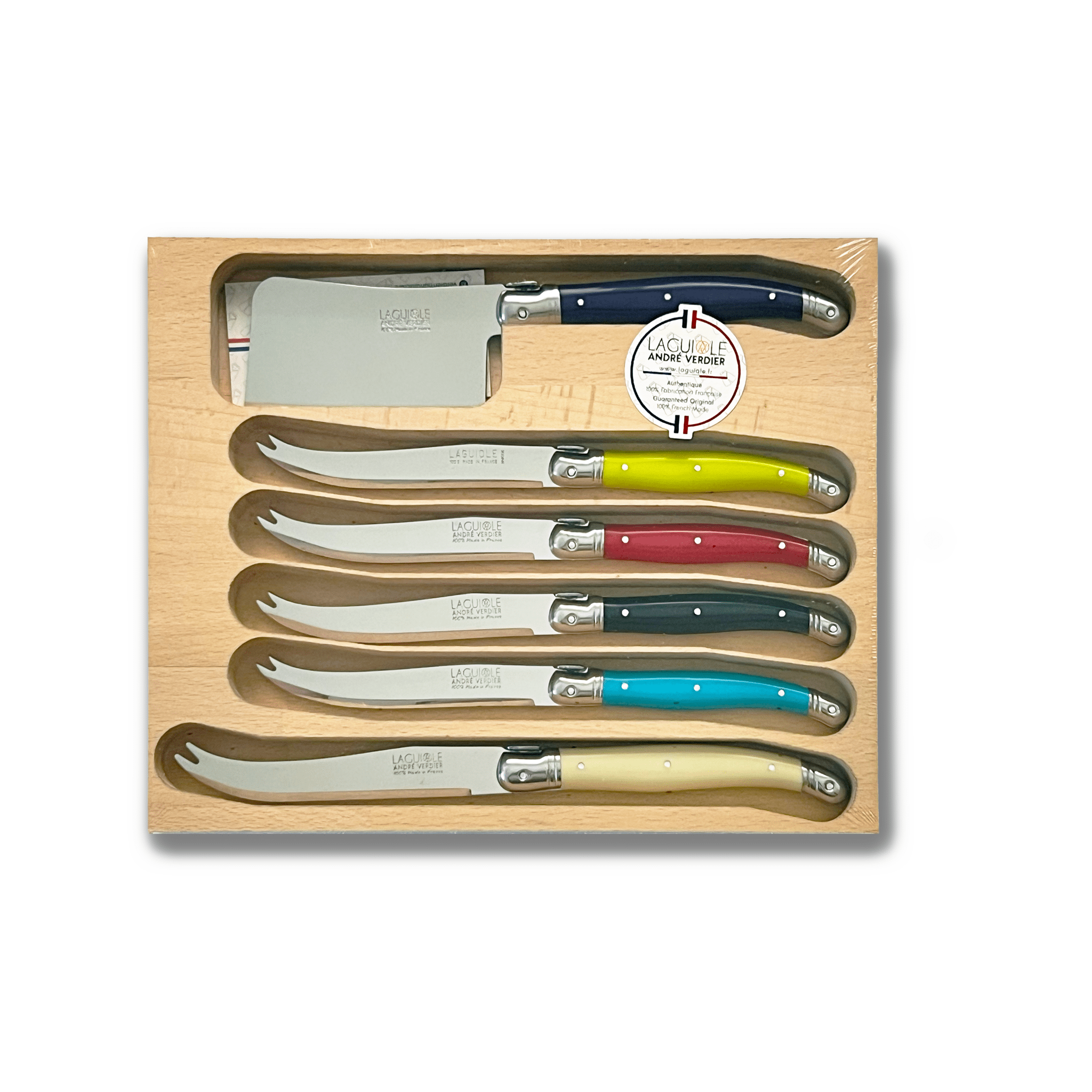 Laguiole par André Verdier - 6 Piece Cheese Knife Set, Bright - Lacbleu Wines - K71M - 3289490006250
