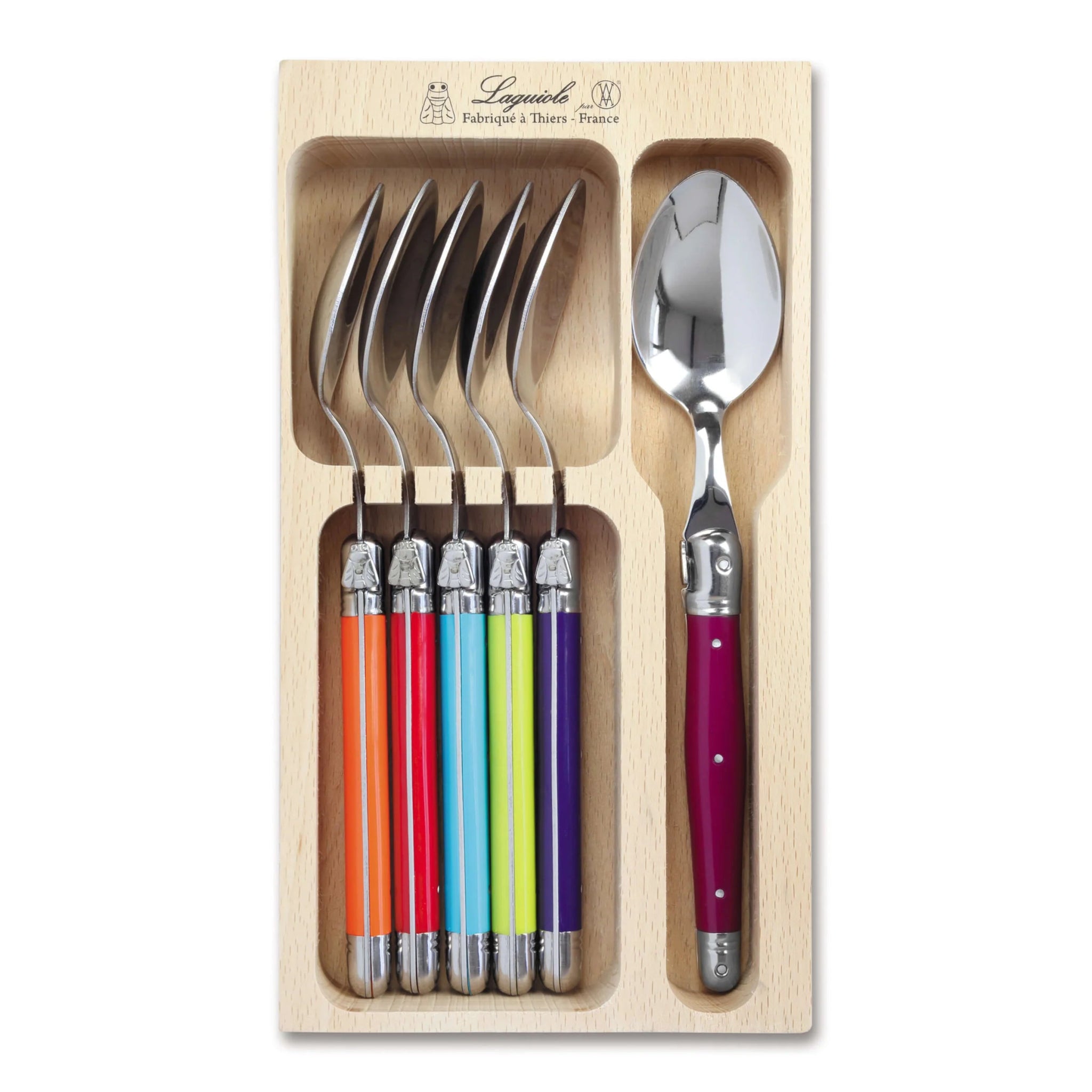 Laguiole par André Verdier - 6 Piece Spoon Set, Bright - Lacbleu Wines - K53M - 3289490005673