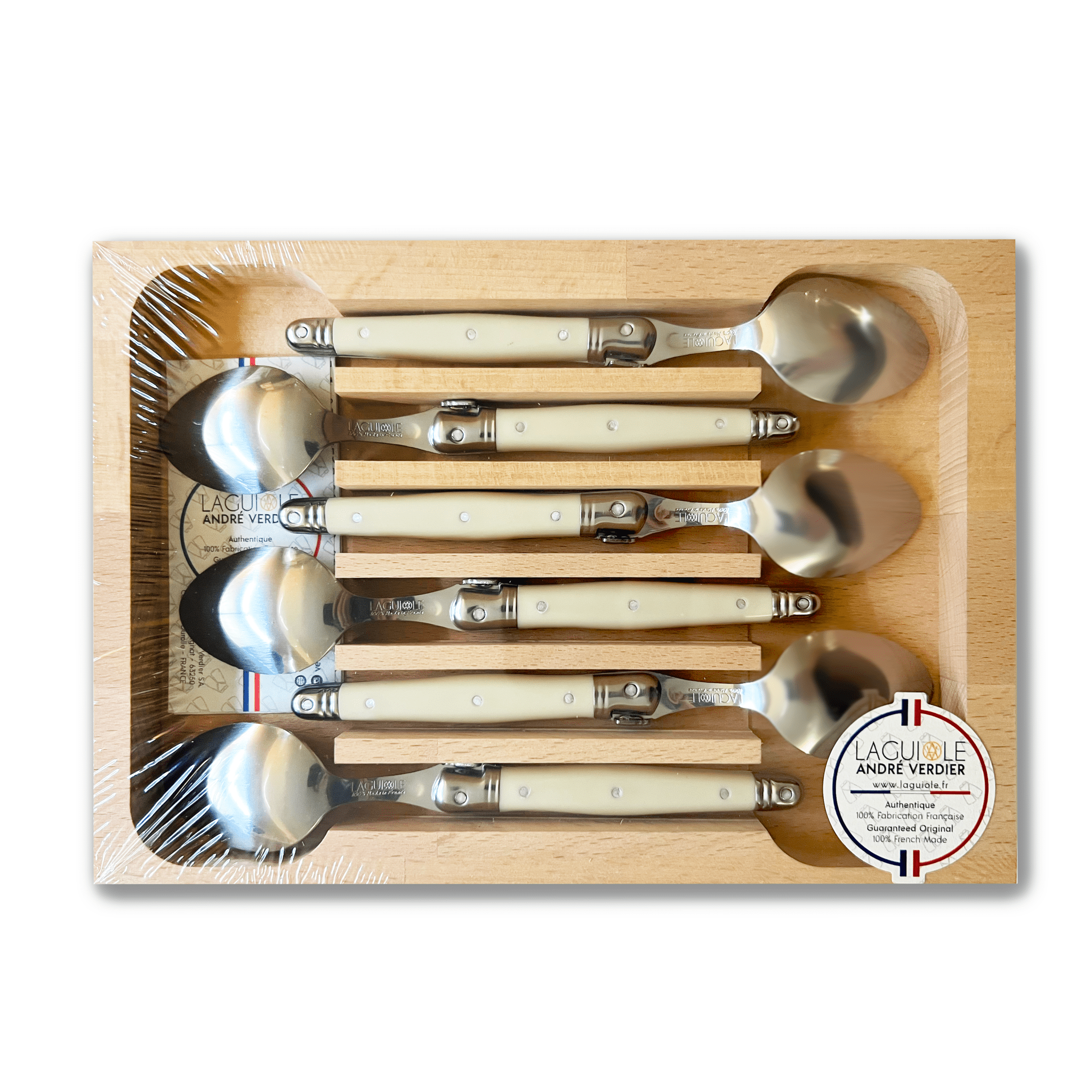 Laguiole par André Verdier - 6 Piece Teaspoon Set, Ivory - Lacbleu Wines - K54W - 3289490005703