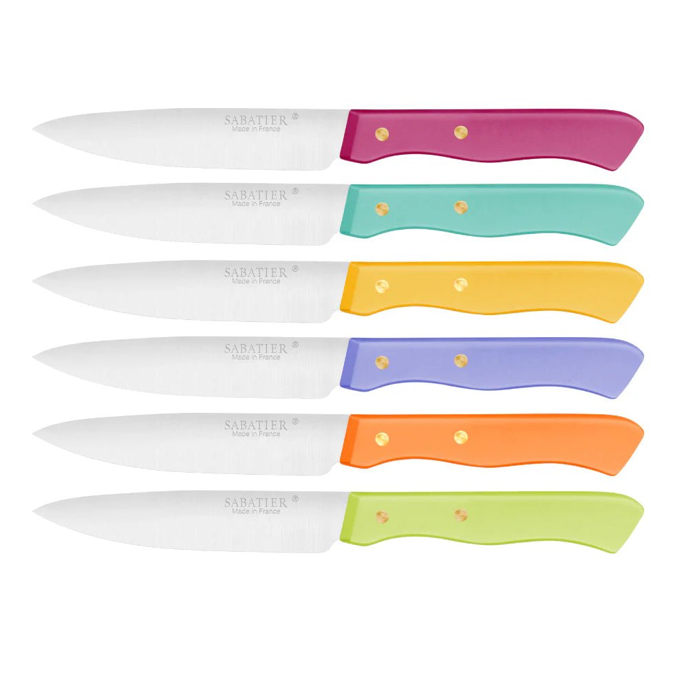 Lion Sabatier - Serie 197 - 6 Piece Steak Knife Set, 10cm, Mixed Colours - Lacbleu Wines - LS197988 - 3269411979887