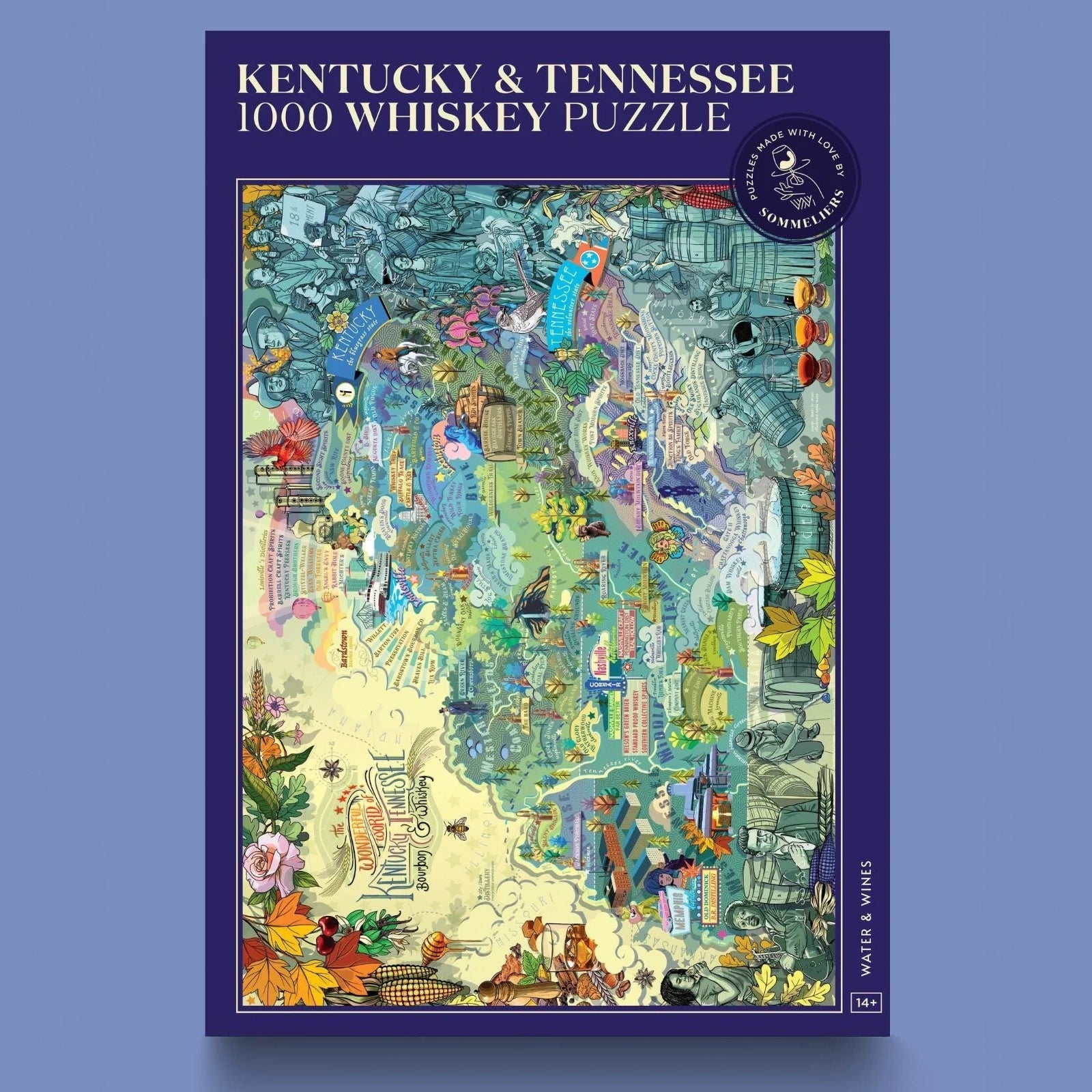 Water & Wines - Whiskey Puzzle - Kentucky & Tennessee - Lacbleu Wines - WWKENTUCKY - 7350121880313